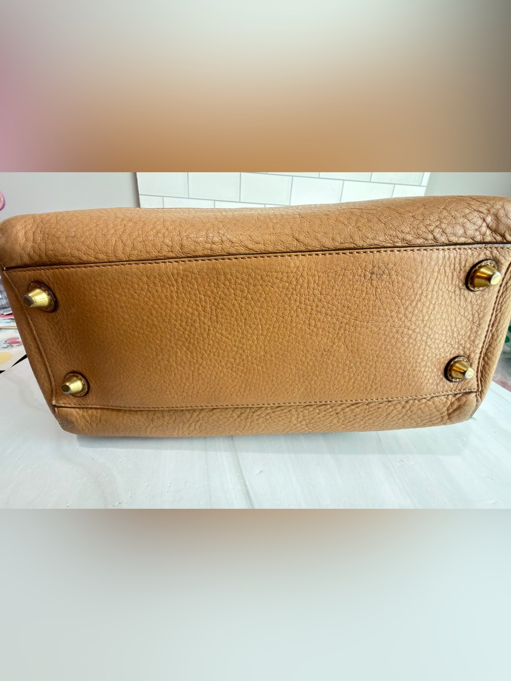 COACH VINTAGE HAMPTON PEBBLED LEATHER SHOULDER BAG BRAIDED ACCENTS Tan - Picture 11 of 14